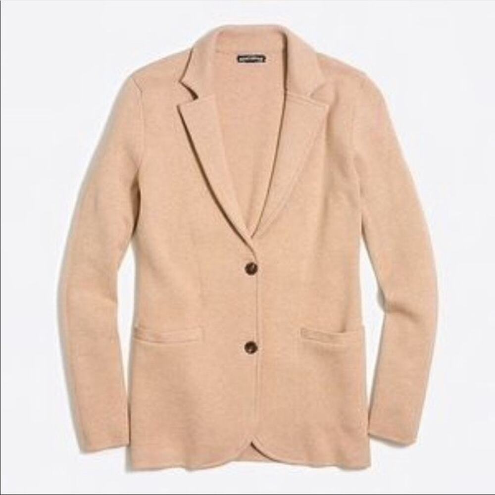 J Crew Pink Knit Sweater Blazer 2 Button Cotton Jacket Pockets Women’s Sz XL